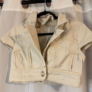 Y2K Miss Bisou Cropped Lace Trim Bolero Jacket Cottagecore Prairie M